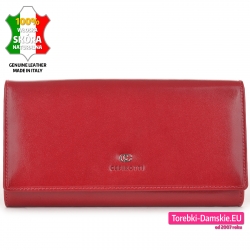 Czerwony portfel damski ze skóry duży model