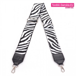 Szeroki modny czarno - biały pasek do torebki Zebra