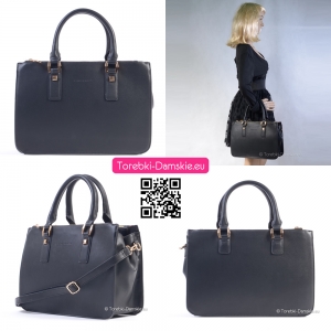 Czarna teczka prostokatna David Jones