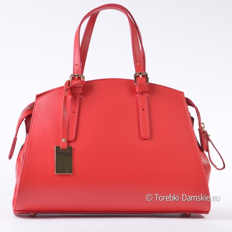Czerwony kuferek - włoska torebka damska ze skóry