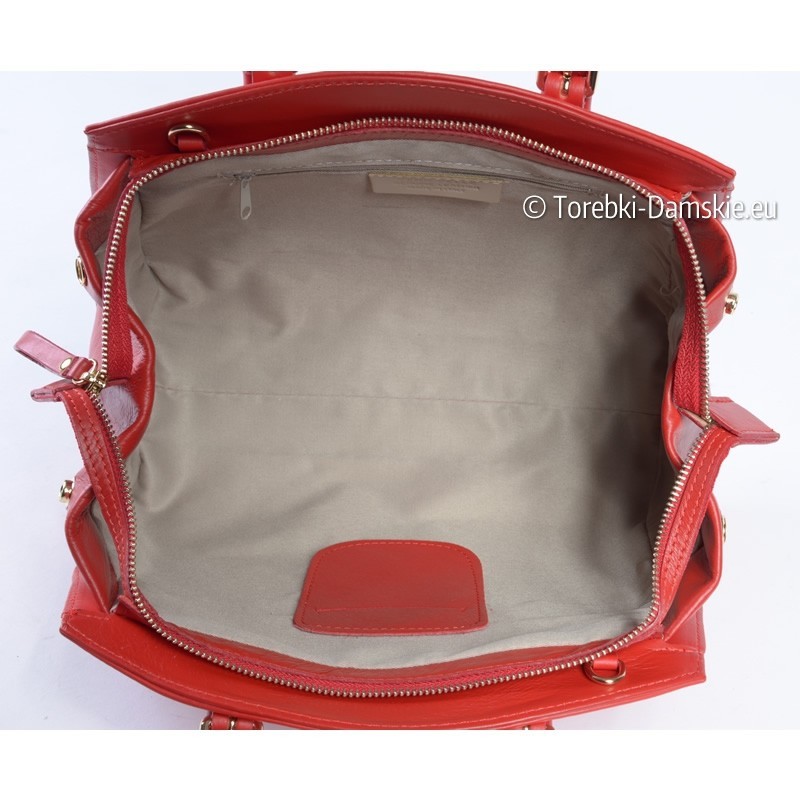 Czerwony kuferek - włoska torebka damska ze skóry