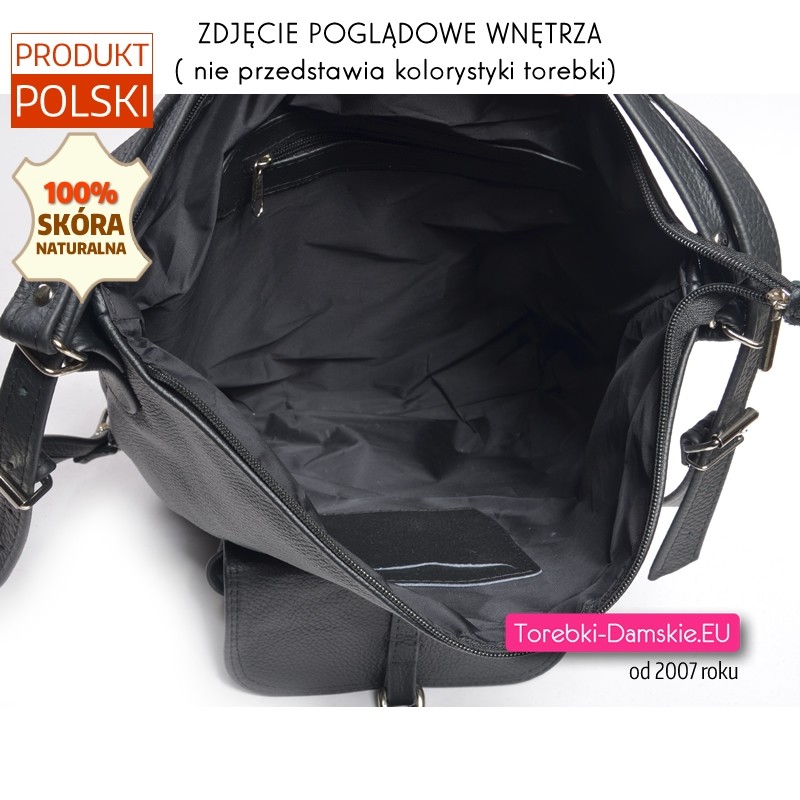 Skórzany torbo - plecak - 2 kieszenie wewnątrz