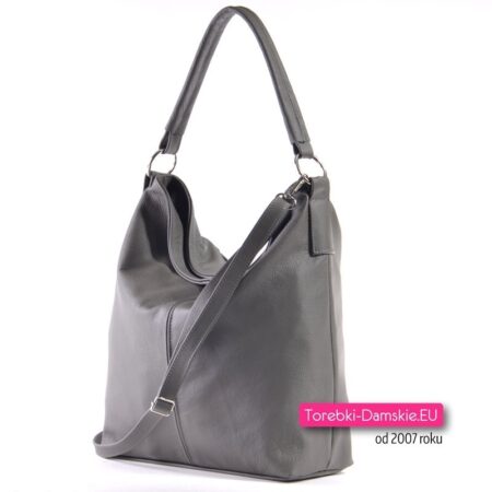 Torba szara ze skóry do ręki na ramię lub do przewieszenia