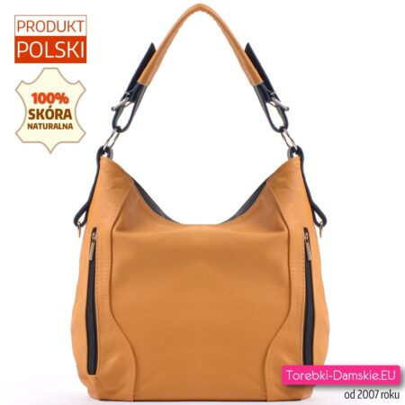 Żółta torebka ze skóry naturalnej