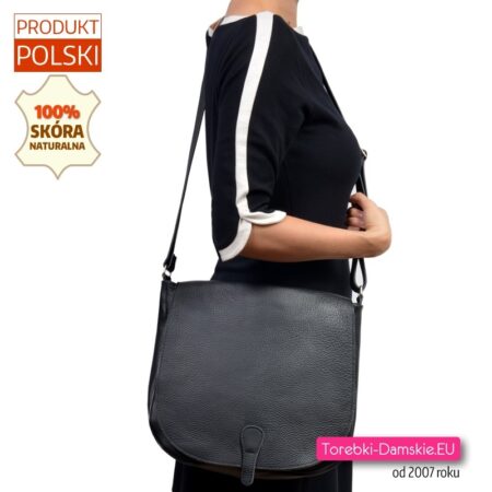 Torba skórzana z klapą - duży model crossbody