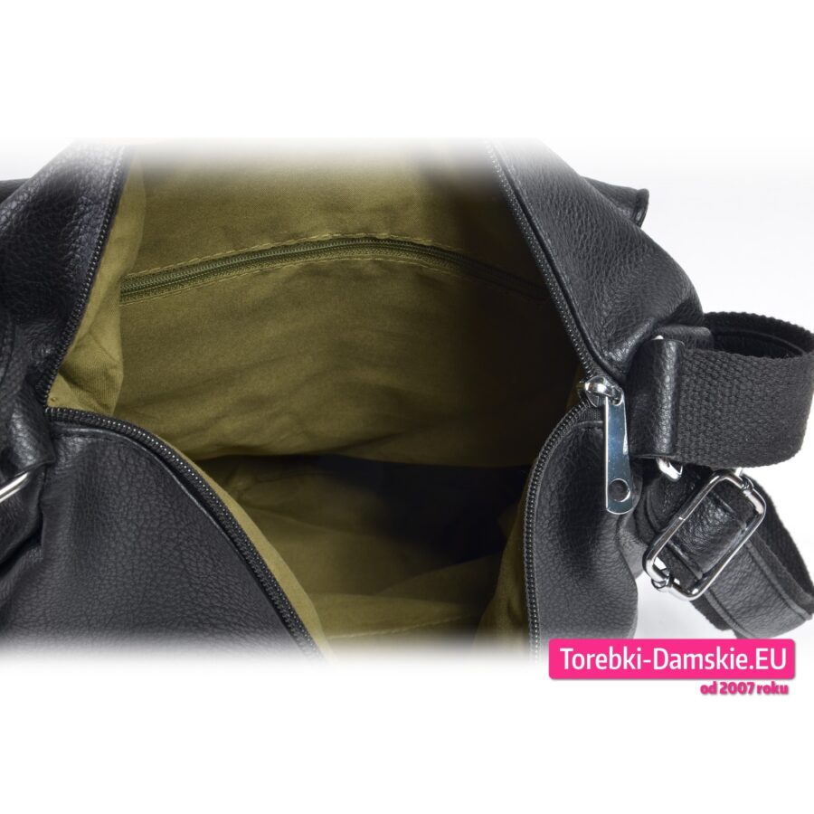 Torba damska zamykana suwakiem - plecak i worek w jednym, 3 kieszenie wewnątrz