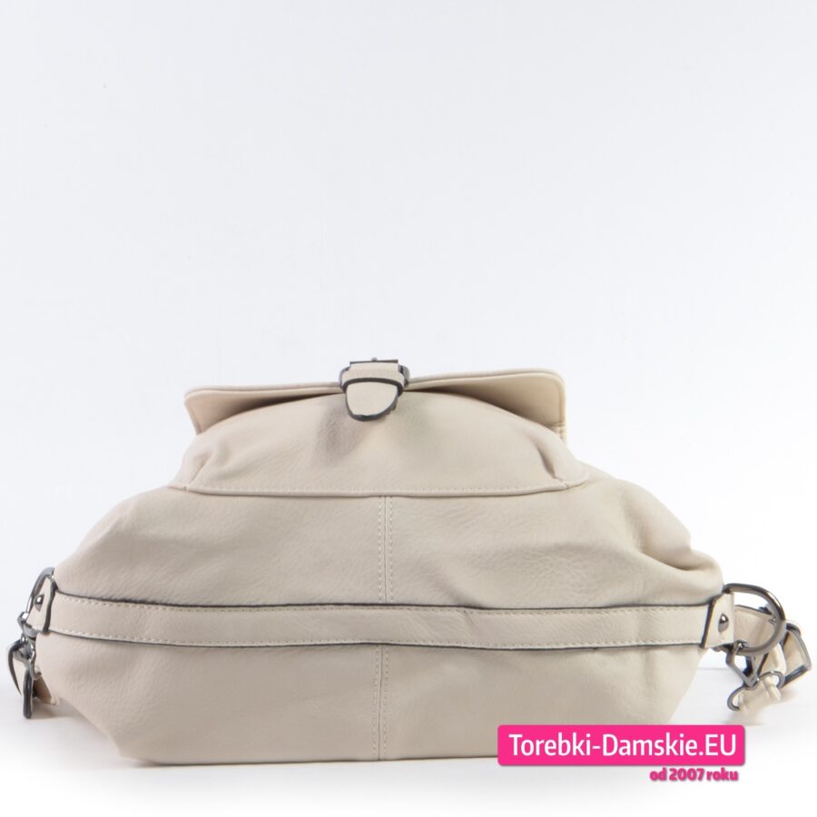 Beżowy torbo - plecak - kremowy jasny odcień koloru