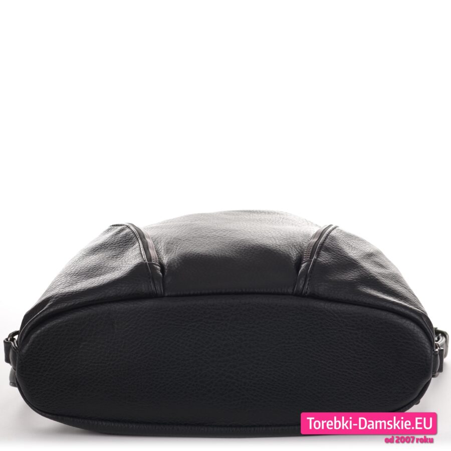 Torbo - plecak czarny damski z płaskim spodem usztywnionym