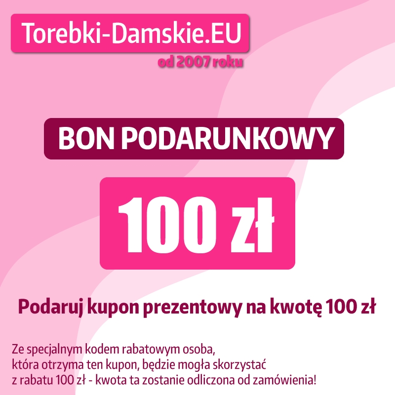 Karta podarunkowa 100 zł na zakup w sklepie Torebki-Damskie.eu
