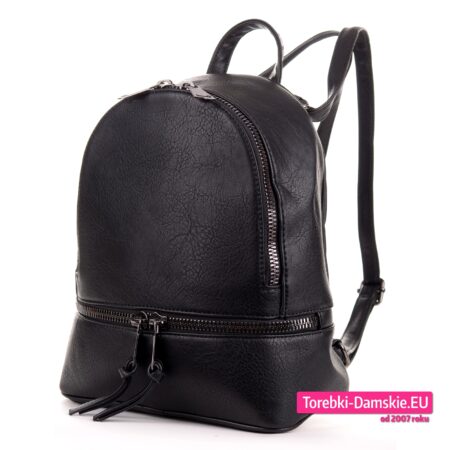 Pakowny plecak damski ze skóry eko z kieszenią zamykaną z przodu