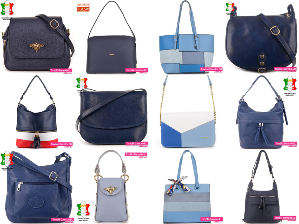 Granatowe, niebieskie i błękitne torebki damskie