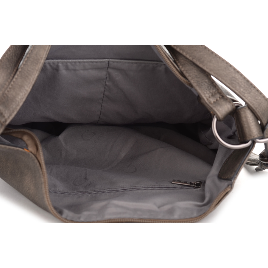 Plecako-torba zamykana suwakiem ciemnosrebrna