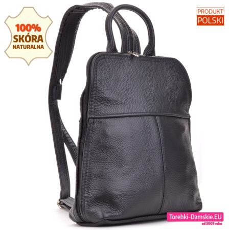 Polski czarny plecak damski ze skóry