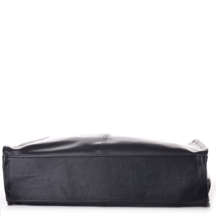 Duży shopper bag czarny z prostokątnym dnem