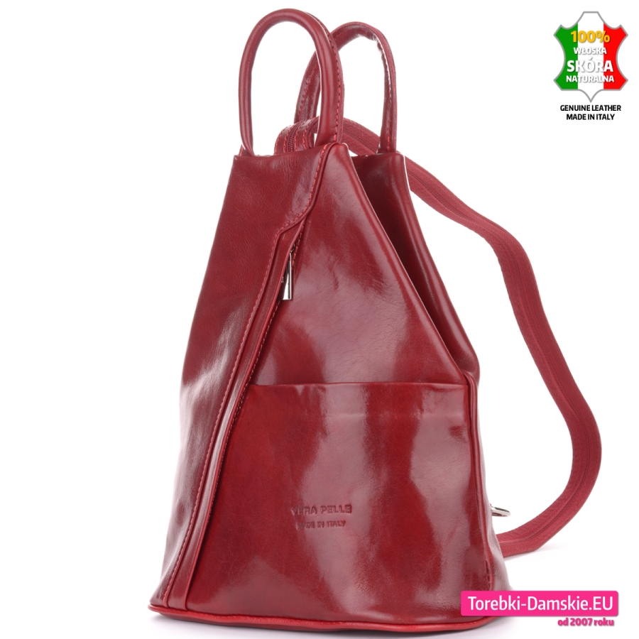 Włoski czerwony plecak damski ITA065