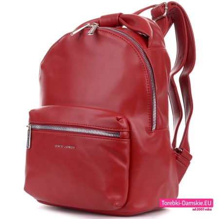 Pojemny bordowy plecak z gładkiej skóry ekologicznej