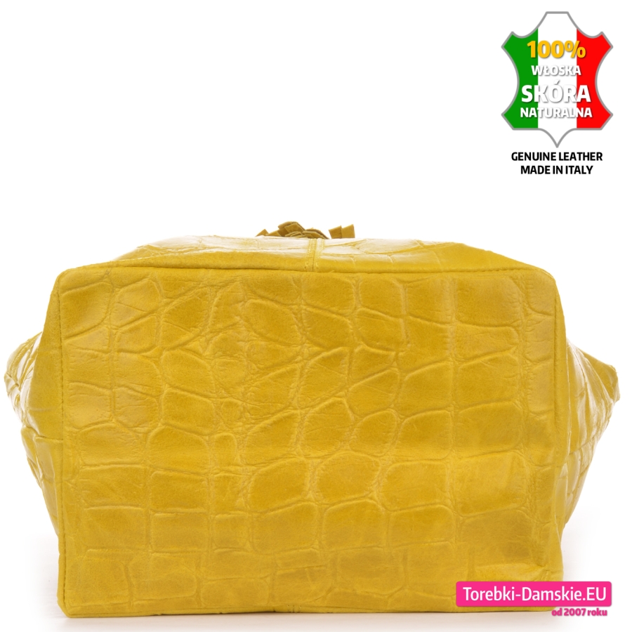 Żółta torba z imitacji skóry krokodyla