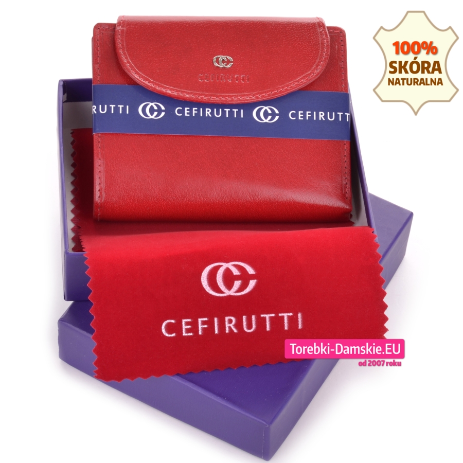 Czerwony mały portfel Cefirutti w pudełku