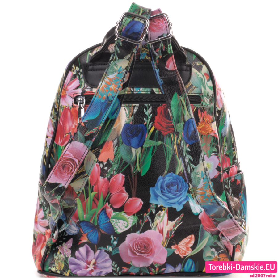 Plecak damski w kolorowe kwiaty