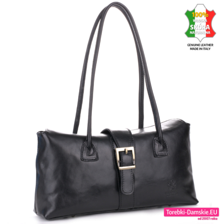 Luksusowa torebka damska z czarnej pachnącej naturalej skóry